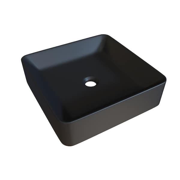 Glass Warehouse Square Bathroom Ceramic Vessel Sink Art Basin in Black