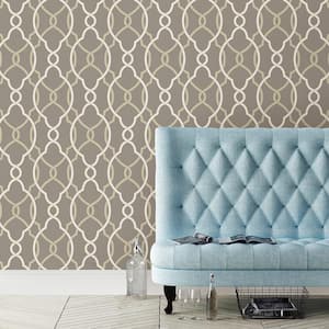 Sausalito Grey Lattice Paper Strippable Roll Wallpaper (Covers 56.4 sq. ft.)