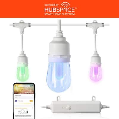 Smart White 12-Light 24 ft. Indoor/Outdoor Plug-in Integrated LED RGBW String Light with Party Mode Powered by Hubspace