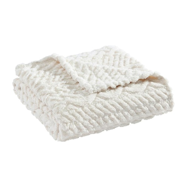 Declan 1-Piece Light Beige Sherpa Polyester 50 x 60 Throw Blanket