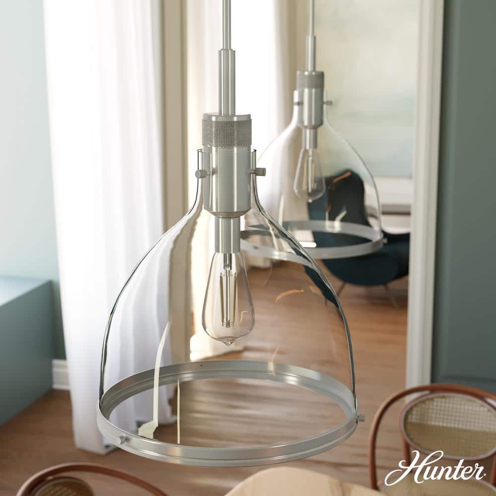 Van Nuys Brushed Nickel 16" Glass Bell Pendant Light