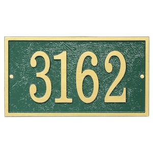 Fast and Easy Rectangle House Number Plaque, Green/Gold