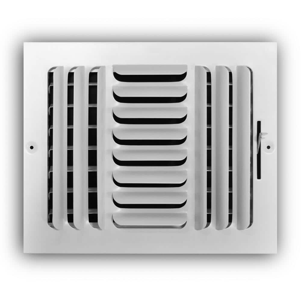 10 in. x 8 in. 3-Way Steel Fixed Curved Blade Wall/Ceiling Register in White (9 Pack)