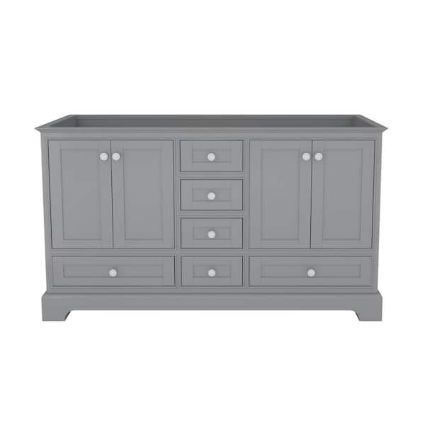 VANITYFUS 58.74 in. W x 20.66 in. D x 33.54 in. H 4-Doors Bath Vanity Cabinet without Top in Gray