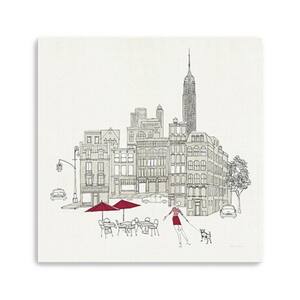 Red NYC Golden Bridge Skyline by Avery Tillmon 1-piece Giclee Unframed Architecture Art Print 20 in. x 20 in