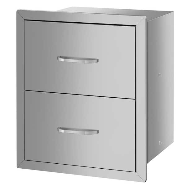 Outdoor Kitchen Cabinets 18 in. Stainless Steel 2 Drawer Access Drawer Unit for Courtyards