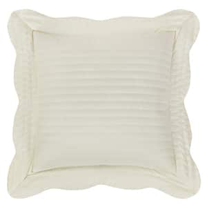 Ashford Cream Cotton Solid 20 in. Square Quilted Decorative 20 in. L x 20 in. W Throw Pillow