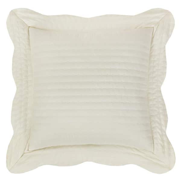 Unbranded Ashford Cream Cotton Solid 20 in. Square Quilted Decorative 20 in. L x 20 in. W Throw Pillow