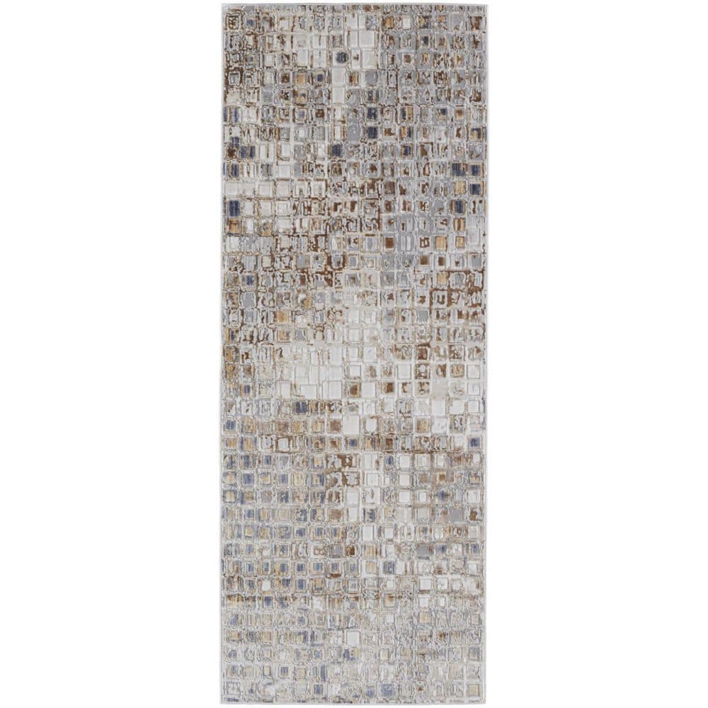 3 ft. x 12 ft. Tan and Ivory and Blue Geometric Area Rug price history on PriceWatchPro