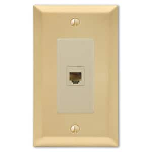 Metallic 1 Gang Phone Steel Wall Plate - Satin Brass