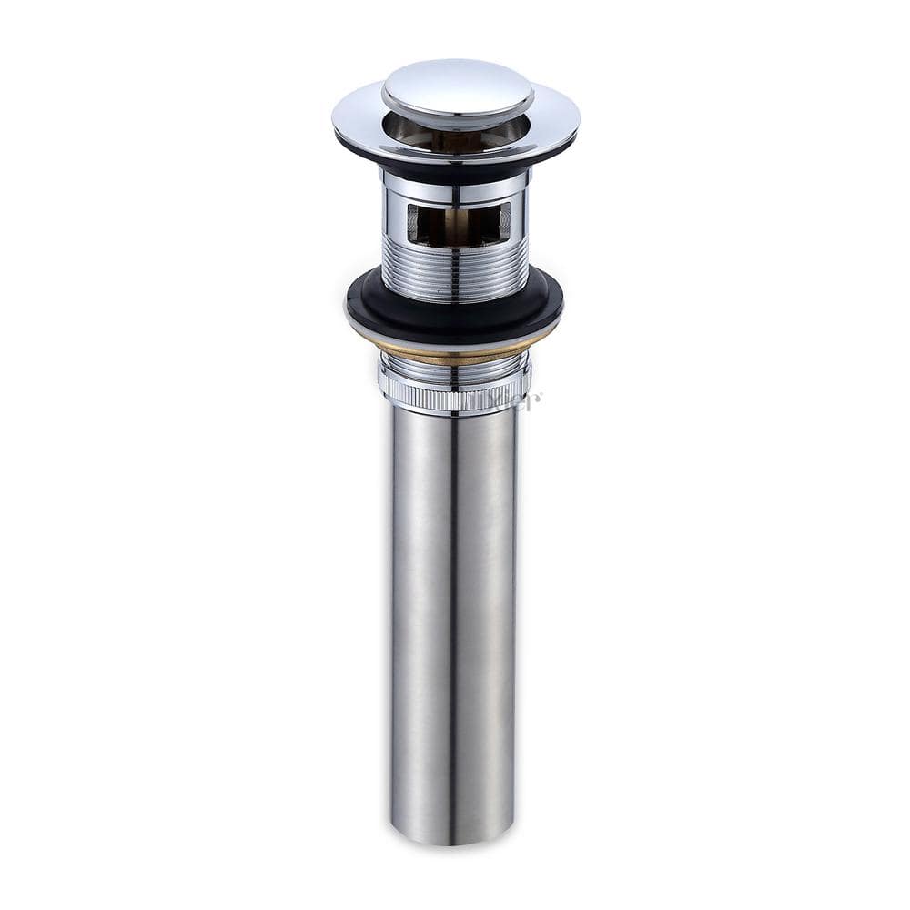 Chrome Bathroom Sink Push Pop-Up Drain Stopper with Overflow