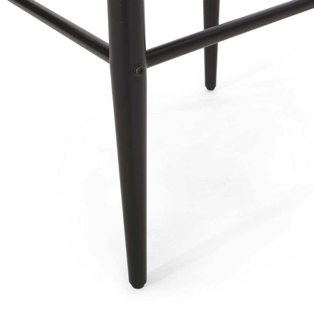 Boise Extra Tall Black Metal and Gray Upholstered Bar Stools, Set of 2