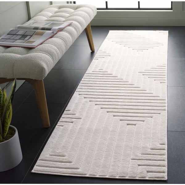 Selena 2 ft. x 10 ft. Ivory Greek Key Runner Rug