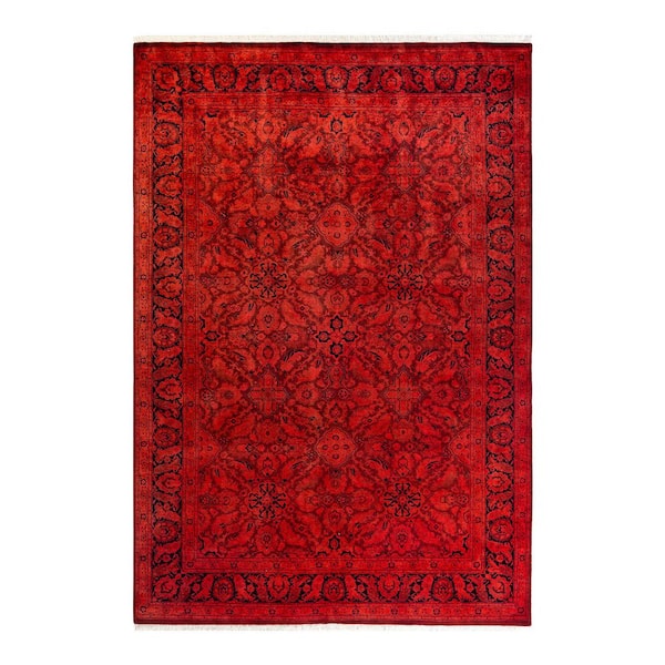 Overdyed Red 6 ft. x 9 ft. Solid Wool Indoor Area Rug