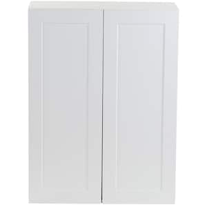 Cambridge White Shaker Assembled Wall Kitchen Cabinet with 2 Soft Close Doors (27 in. W x 12.5 in. D x 36 in. H)