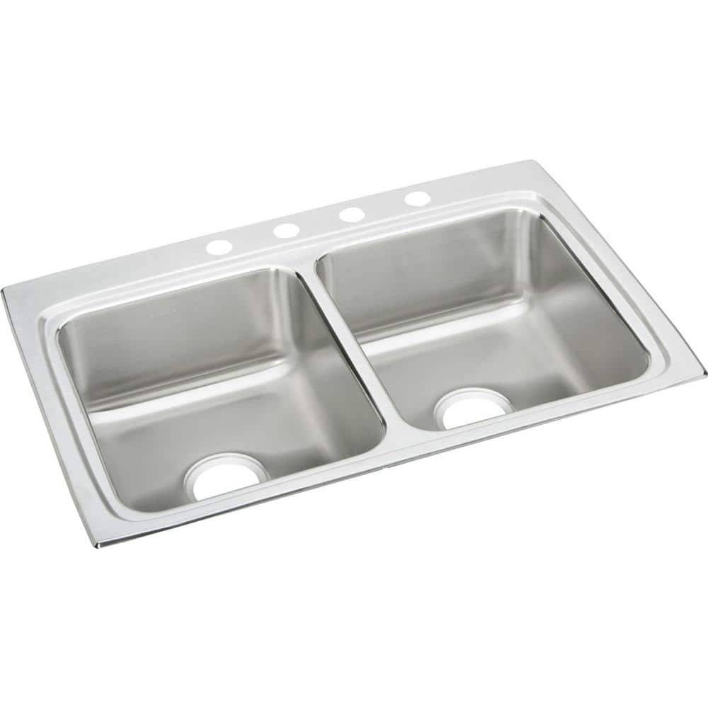 Lustertone Stainless Steel Double Basin Drop-In Kitchen Sink