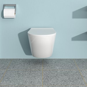 Wall Hung Round Toilet Bowl Only in White with Lid and Seat