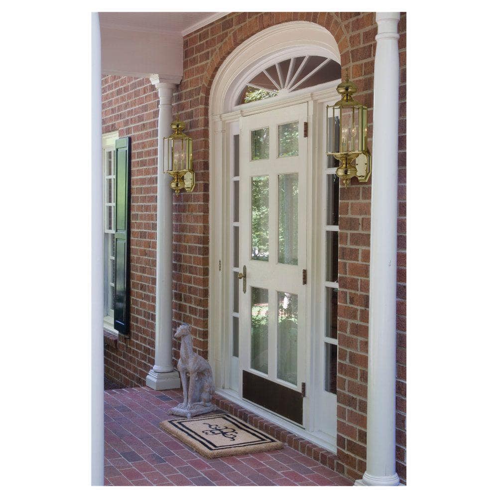 Polished Brass Outdoor Wall Lantern with Clear Beveled Glass