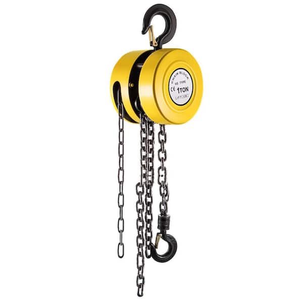 VEVOR 1-Ton Hand Chain Hoist 15 ft. Lift Manual Chain Hoist w/Industrial-Grade Steel Construction for Lifting Goods, Yellow