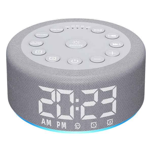 White Noise Machine Alarm Clock Night Light w/ 30 Soothing Sounds Double Alarms 15 Wake Up Sounds 12 Colors Night Light