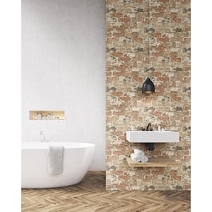 Washed Red Brick Vinyl Peel & Stick Wallpaper Roll (Covers 30.75 Sq. Ft.)