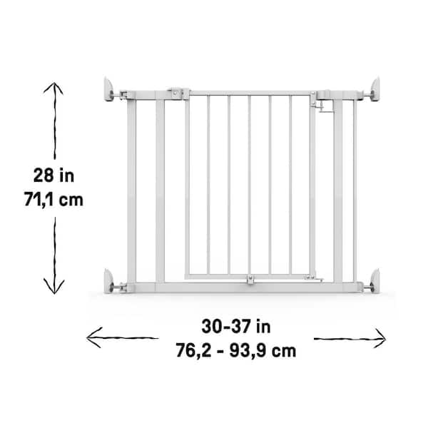 Doorway 37 in. S Series Quad Cam Lock Gate in White for Baby and Pet