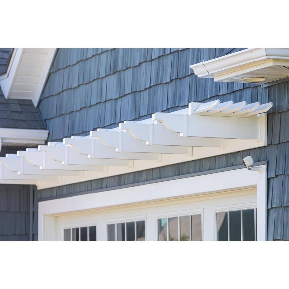16 ft. White Vinyl Pergola with Flat Canopy