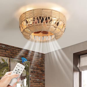 18 in. W Indoor White Rustic Style Ceiling Fan with Lights Fan Light