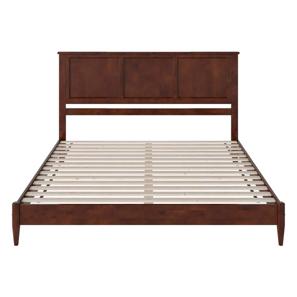 Charlotte Walnut King Solid Wood Low Profile Platform Bed