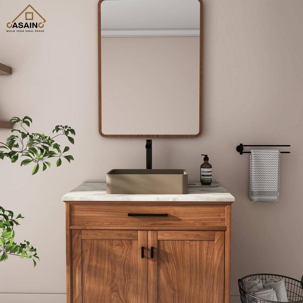 Taupe Clay Rectangular Ceramic Bathroom Sink
