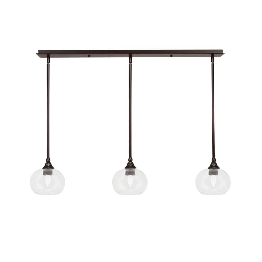Livingston 100-Watt 3-Light Dark Granite Shaded Pendant Light with 7 in. Cl