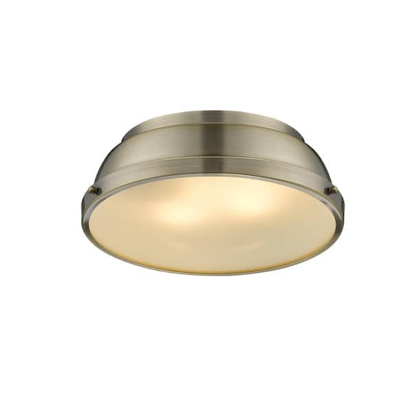 Golden Lighting - Duncan AB 2-Light Aged Brass Flush Mount Light