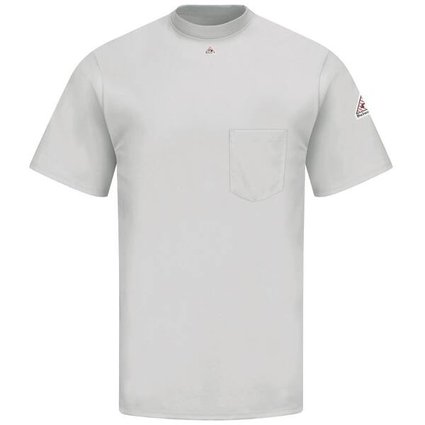 Bulwark Large Grey Cotton Polyester Short Sleeve Flame Resistant T-Shirt 