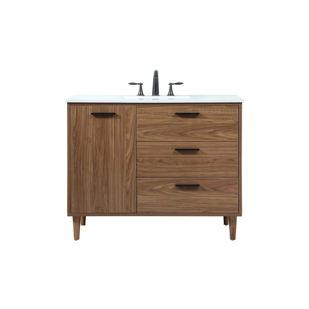 Simply Living 42 in. W x 22 in. D x 34 in. H Bath Vanity in Walnut Brown wi