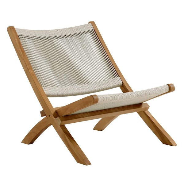 Vienna Outdoor Patio Teak Wood Folding Lounge Chair in Natural