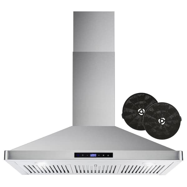 Cosmo 36 in. Ductless Wall Mount Range Hood in Stainless Steel with LED Lighting and Carbon Filter Kit for Recirculating