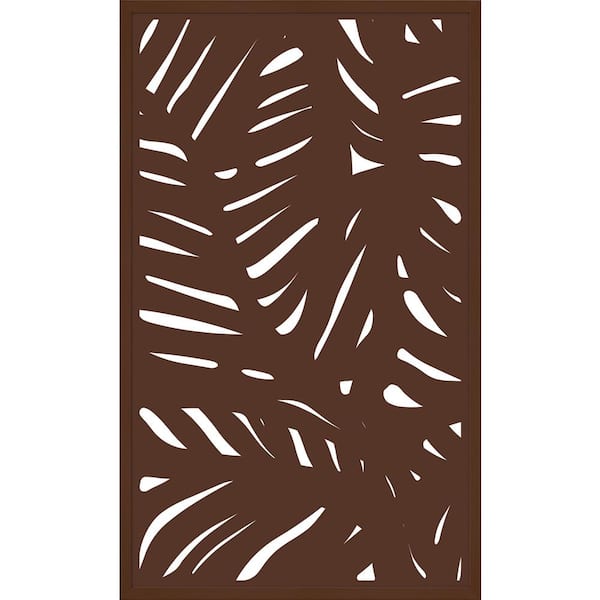 Modinex 5 ft. x 3 ft. Espresso Brown Composite Framed Decorative Fence Panel Featured in the Palm Design