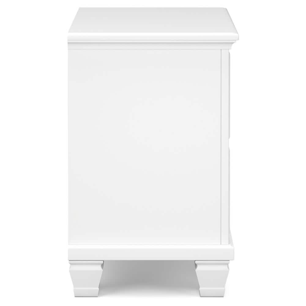 White Transitional 2-Drawer Nightstand with Metal Knobs