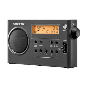 AM/FM Stereo Digital Tuning Portable Radio, Sleep and Snooze Alarm in Black