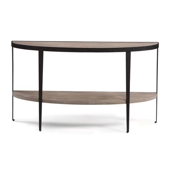 HOMESTYLES Jasper 52 in. Whitewash Brown Half Moon Console Table