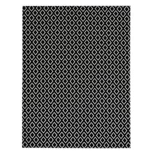Printed Diamond Black/White 6 ft. x 8 ft. Indoor/Outdoor Area Rug