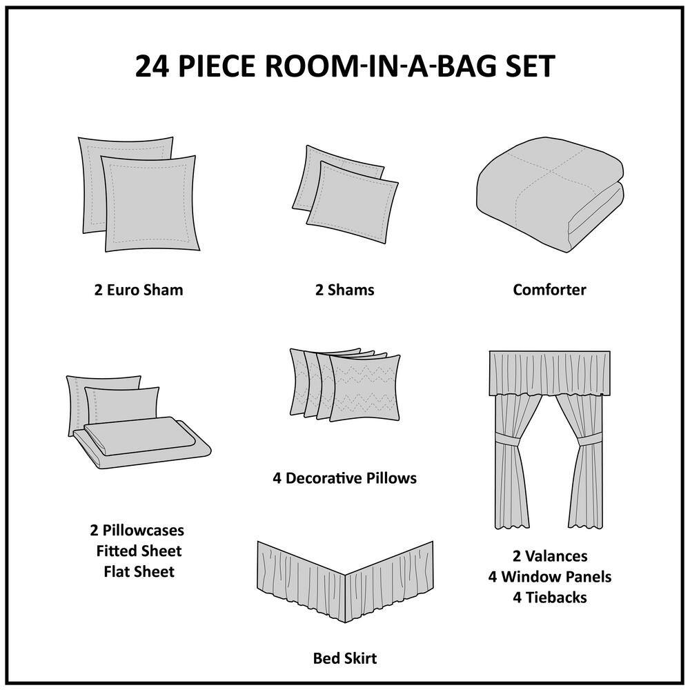 Gray King Microfiber 24-Piece Bed in a Bag Set