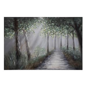 'Lighted Path I' - 47"Wx32"H Wall Art on Canvas, Hand Painted with 3D accents
