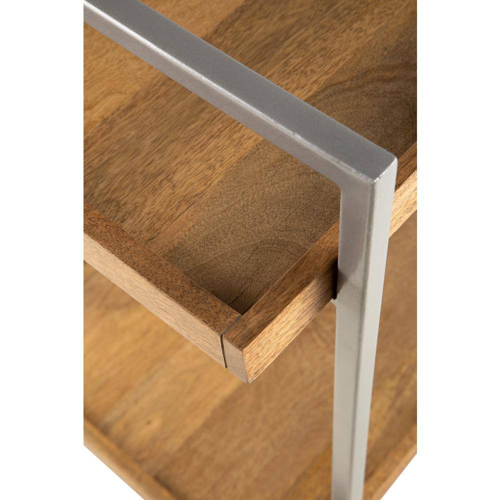 Warm Mango and Metal 2-Shelf Rolling Bar Cart