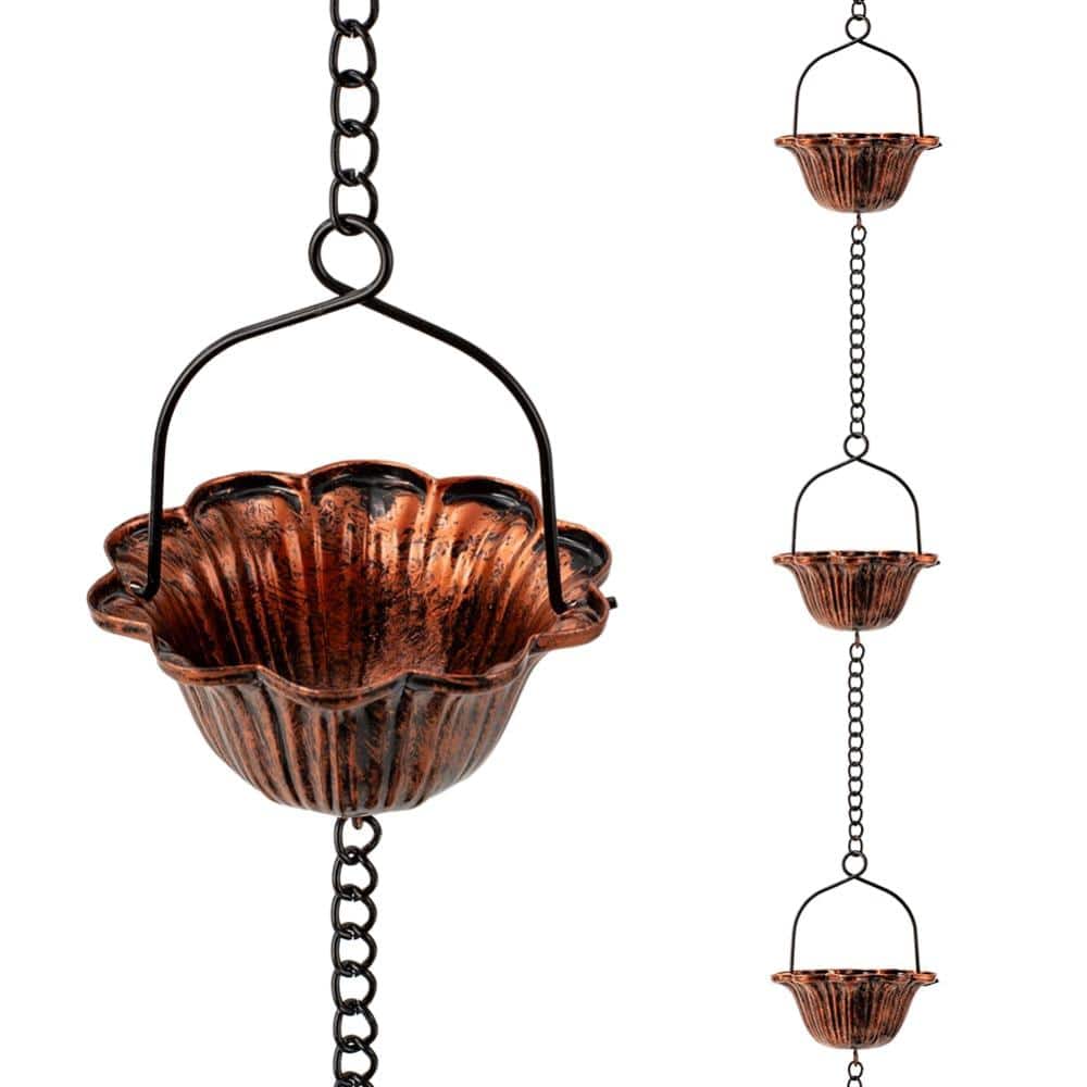 10 ft Rain Chain Adjustable Brown 12-Cup Replacement Downspout price history on PriceWatchPro