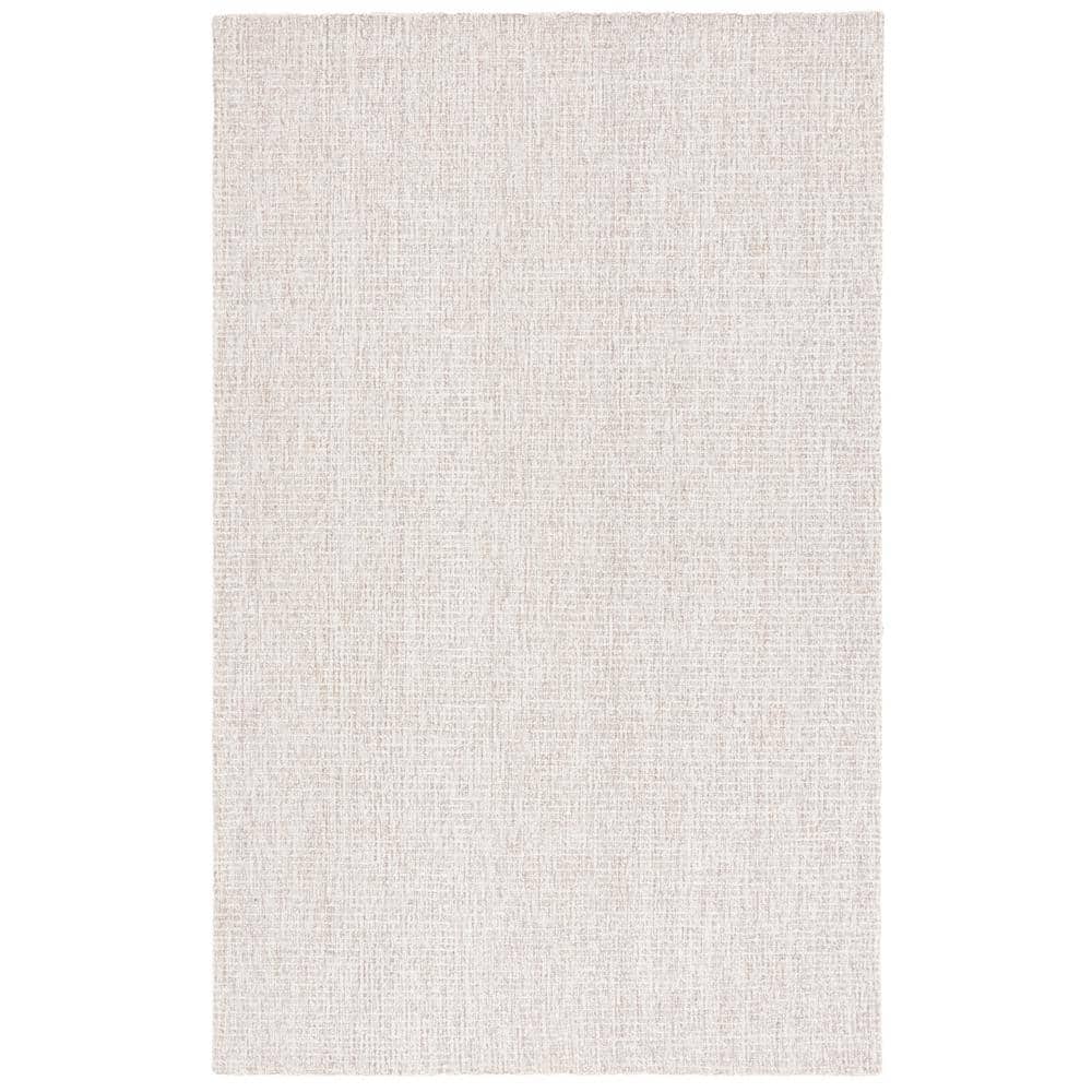 Ivory and Grey Hand-Tufted Wool and Synthetic Area Rug, 5' x 8'