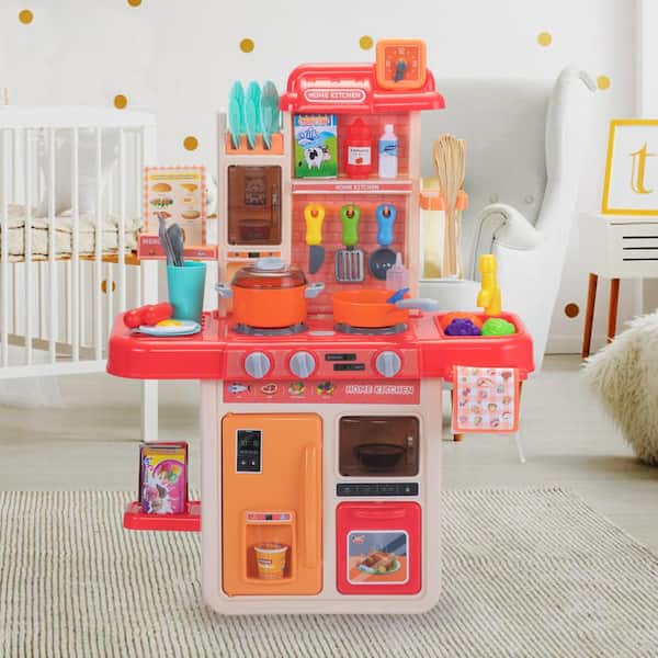 Tinysure Play Kitchen for Kids - Toy Kitchen Set for Toddlers with  Realistic Lights and Sounds, Kids Kitchen Playset with Abundant Toy Food  Set, Best