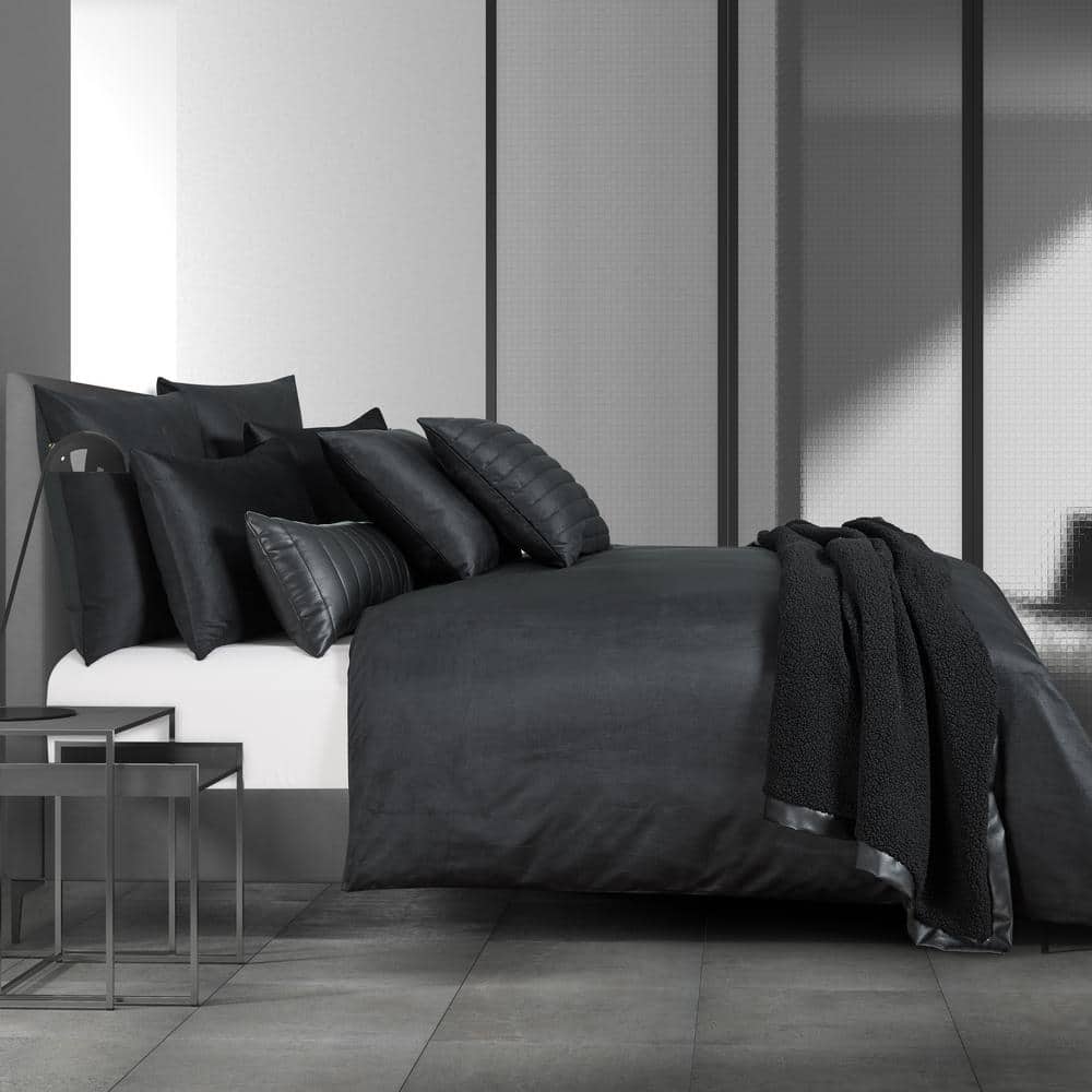 Valletta 3-Piece Black Polyester King/Cal. King Duvet Cover Set