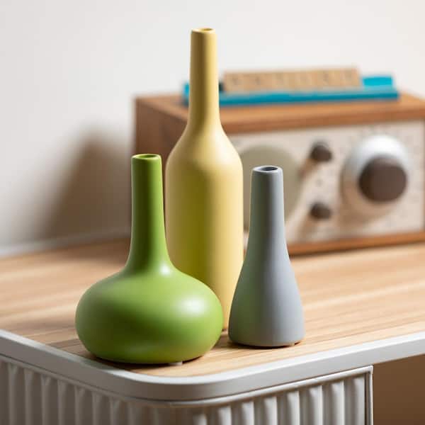 SULLIVANS 8.75", 6" & 5" Bright Matte Ceramic Bud Vase - Set of 3