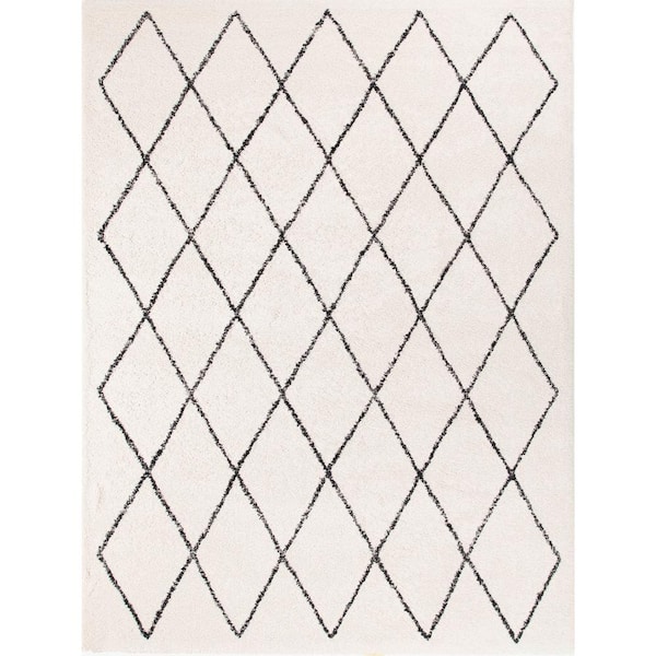 Grace Off-White 8 ft. x 10 ft. Diamond Trellis Area Rug